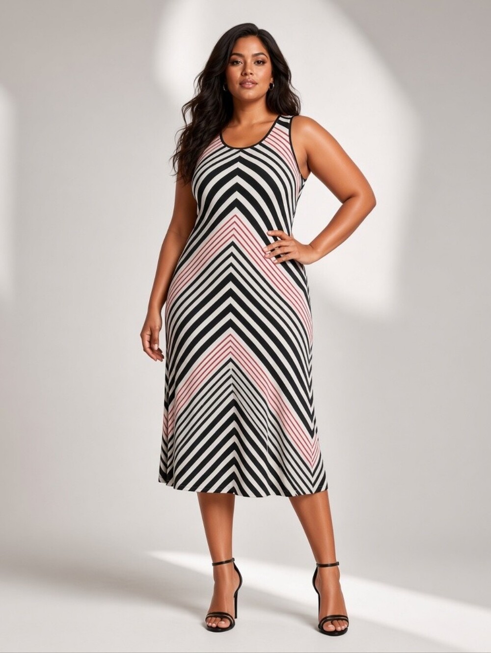 Magic Black, White & Red Striped Maxi Dress